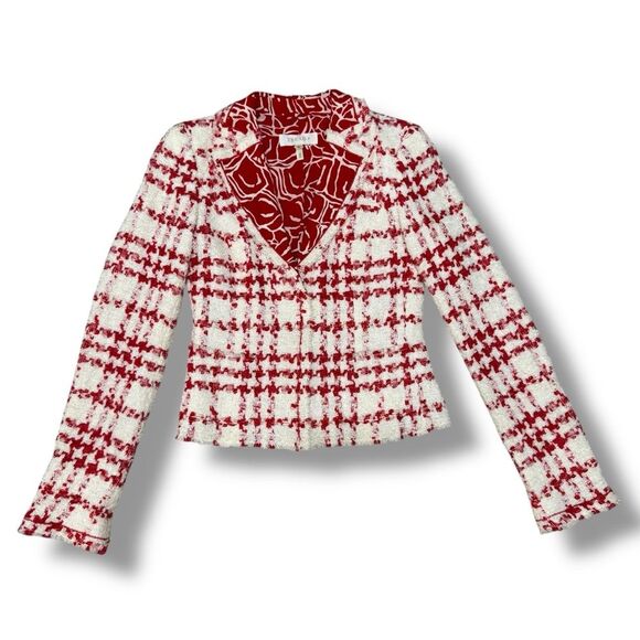 Escada Jackets & Blazers - Escada Red & White Tweed Blazer – Size 34